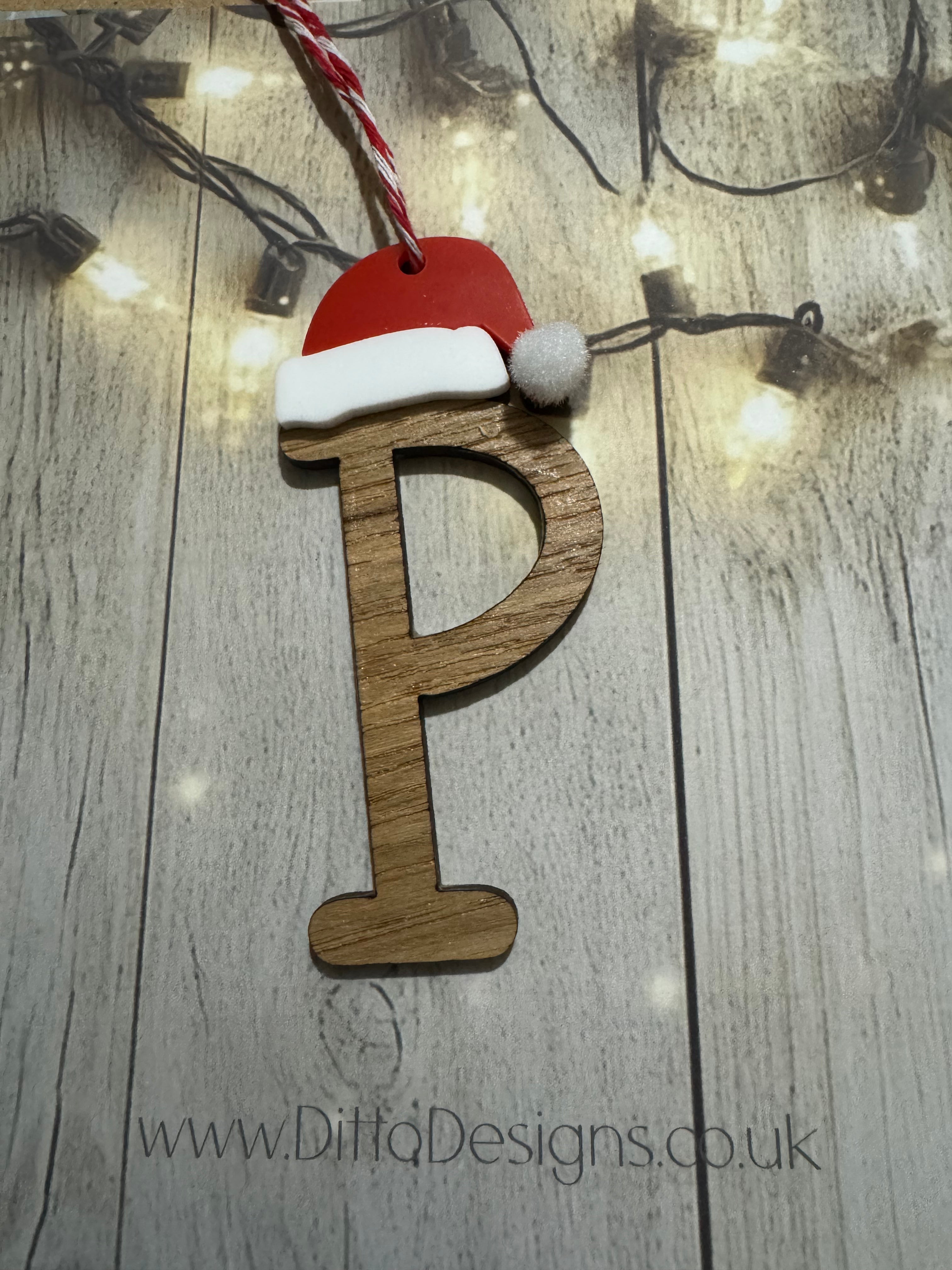 Santa Hat Initial Baubles