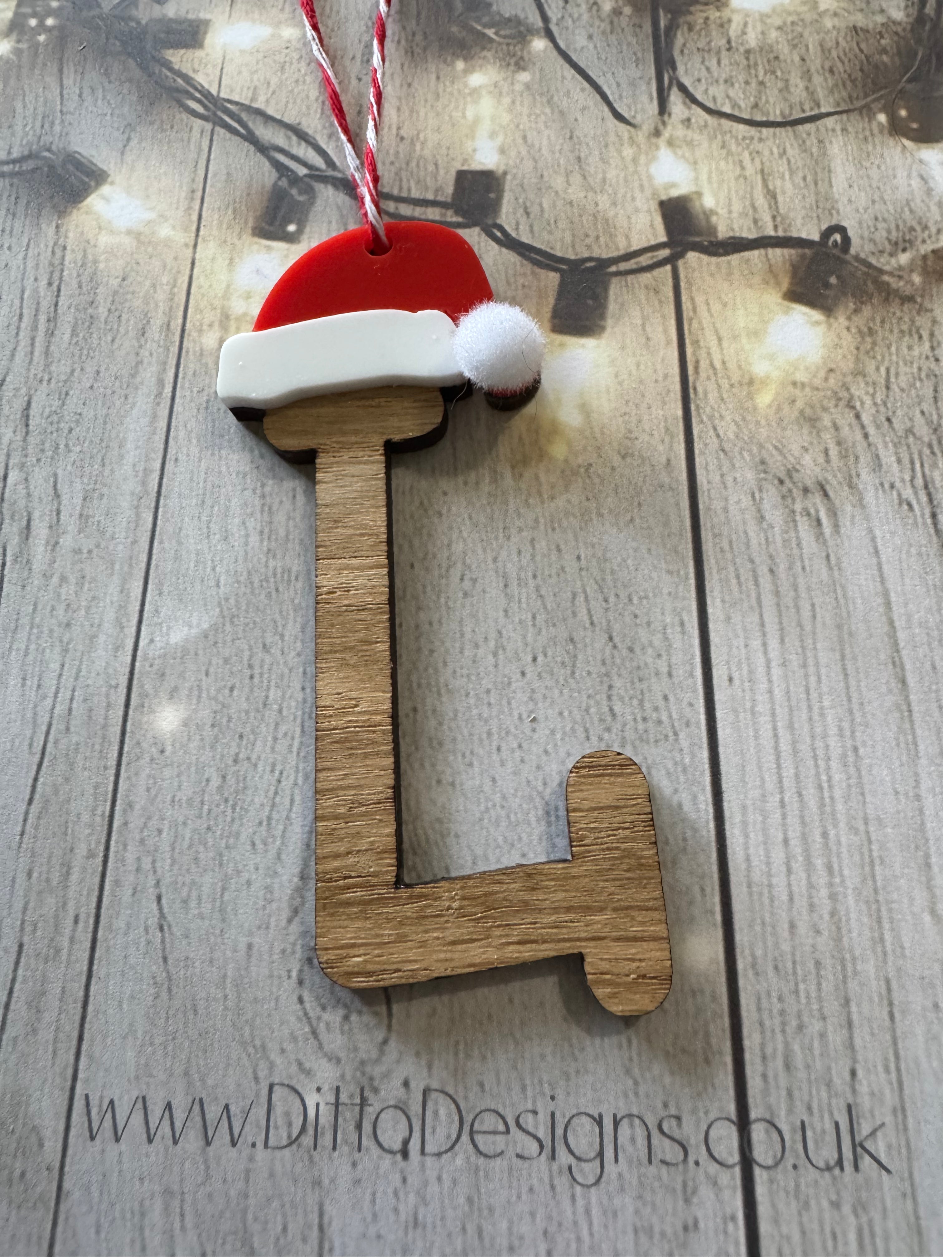 Santa Hat Initial Baubles