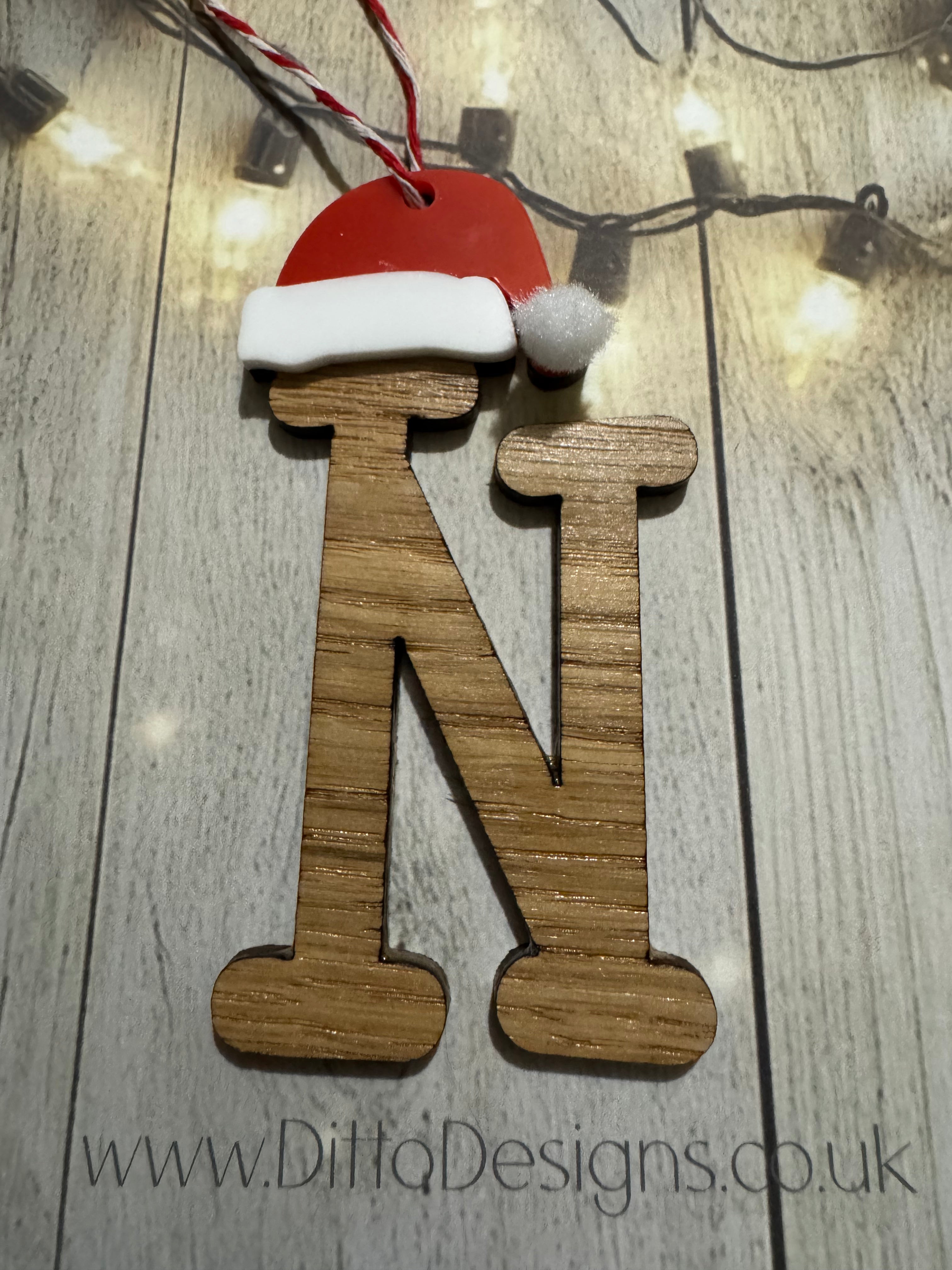 Santa Hat Initial Baubles