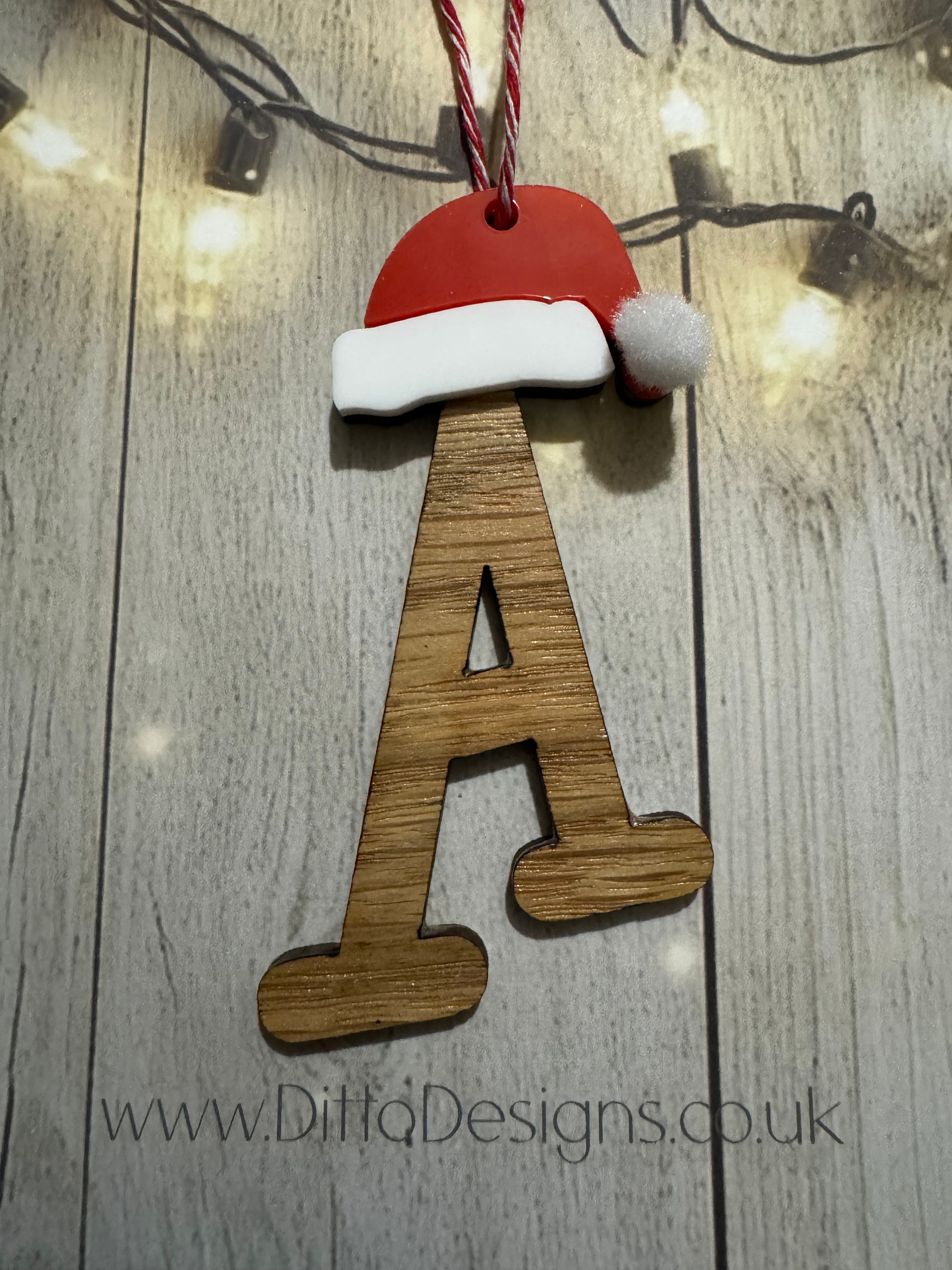 Santa Hat Initial Baubles