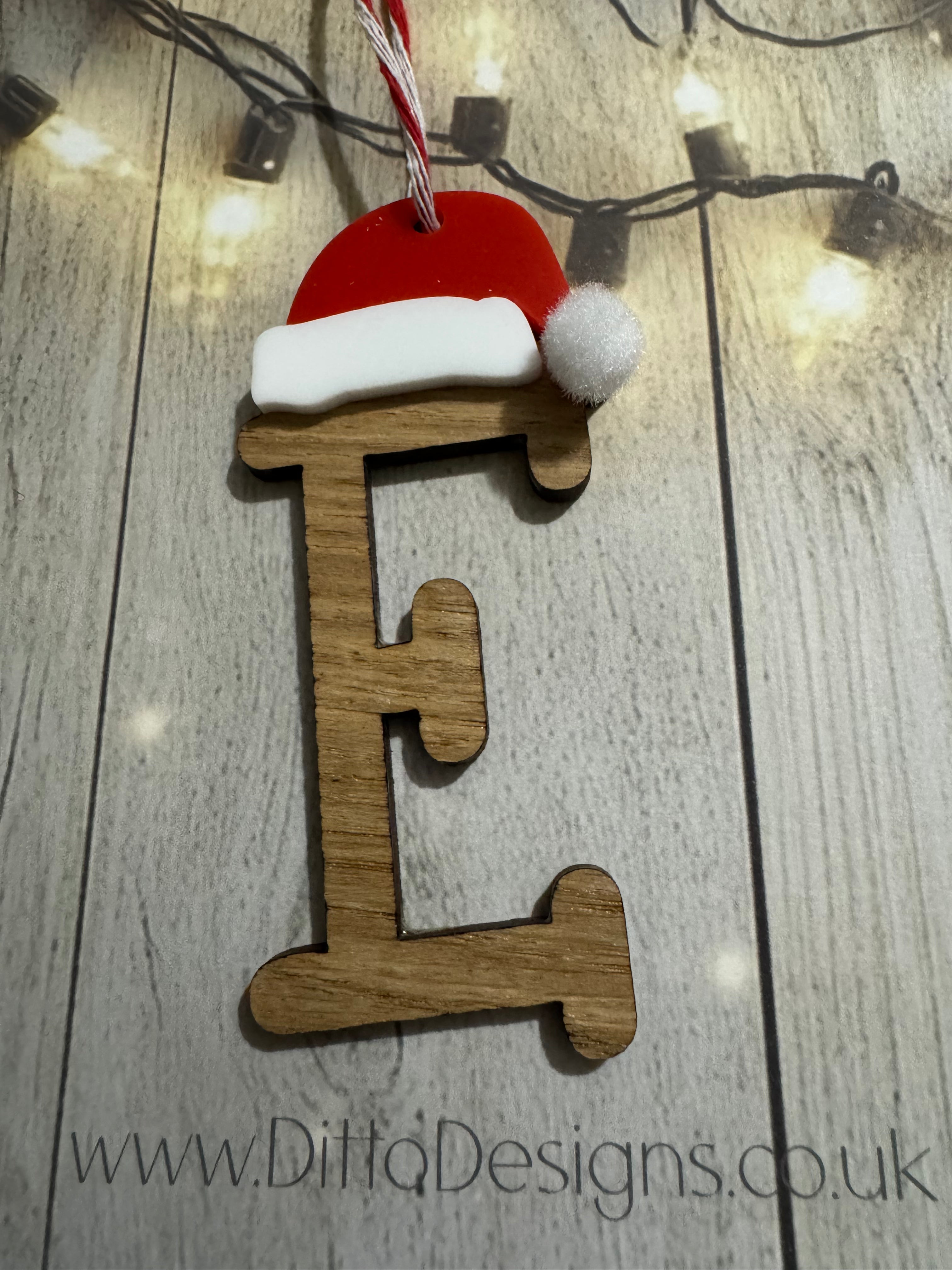 Santa Hat Initial Baubles