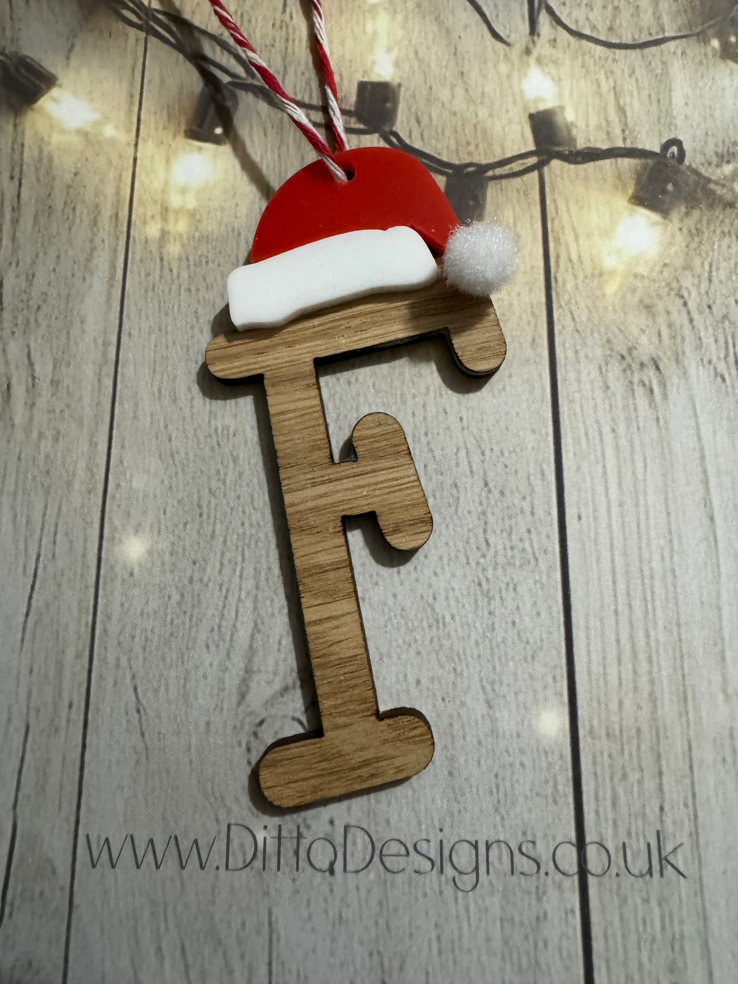 Santa Hat Initial Baubles