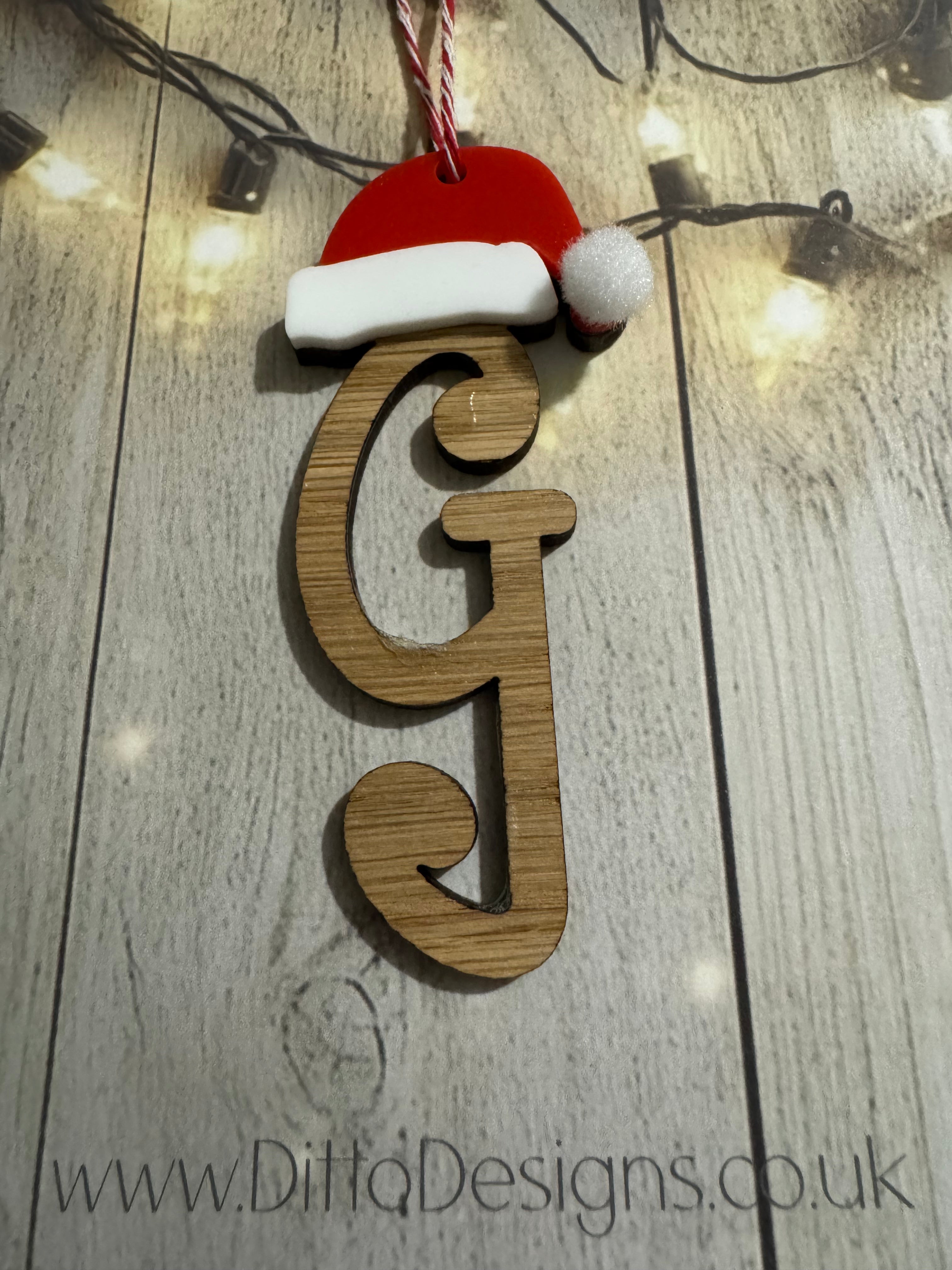 Santa Hat Initial Baubles