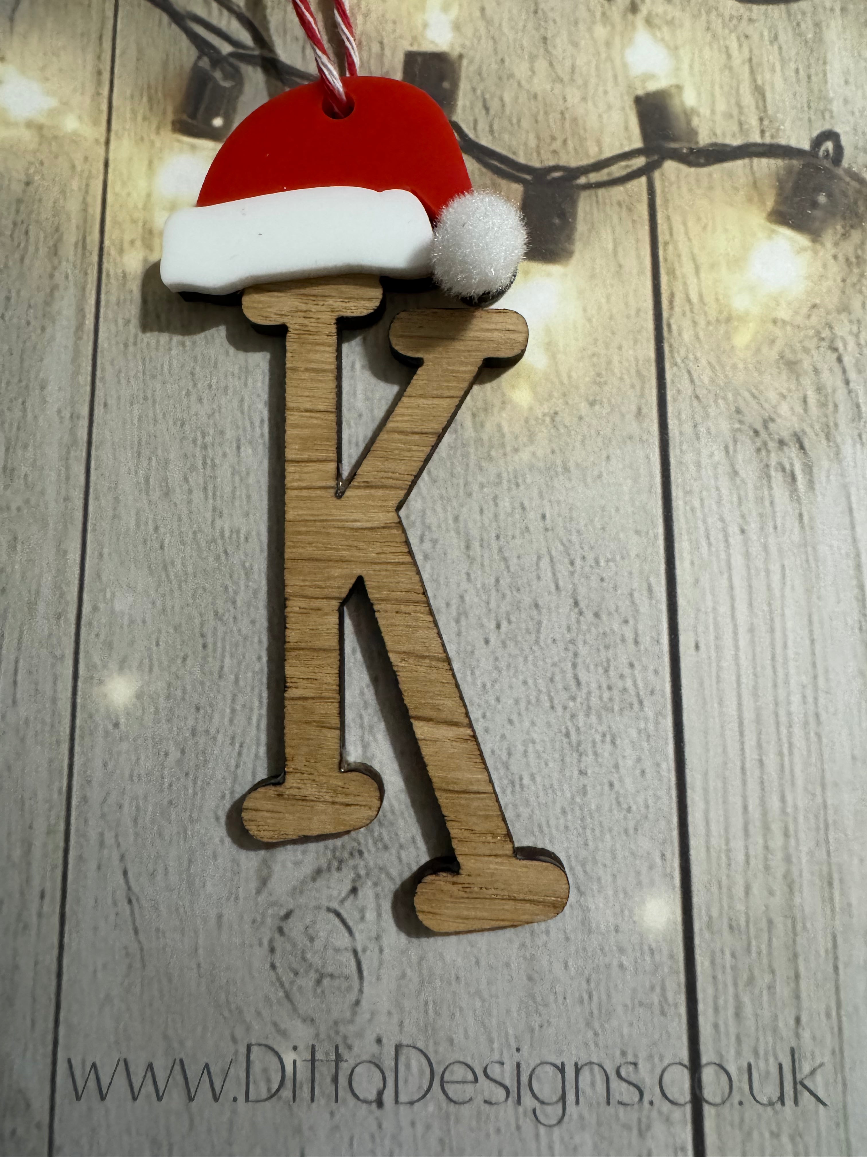 Santa Hat Initial Baubles