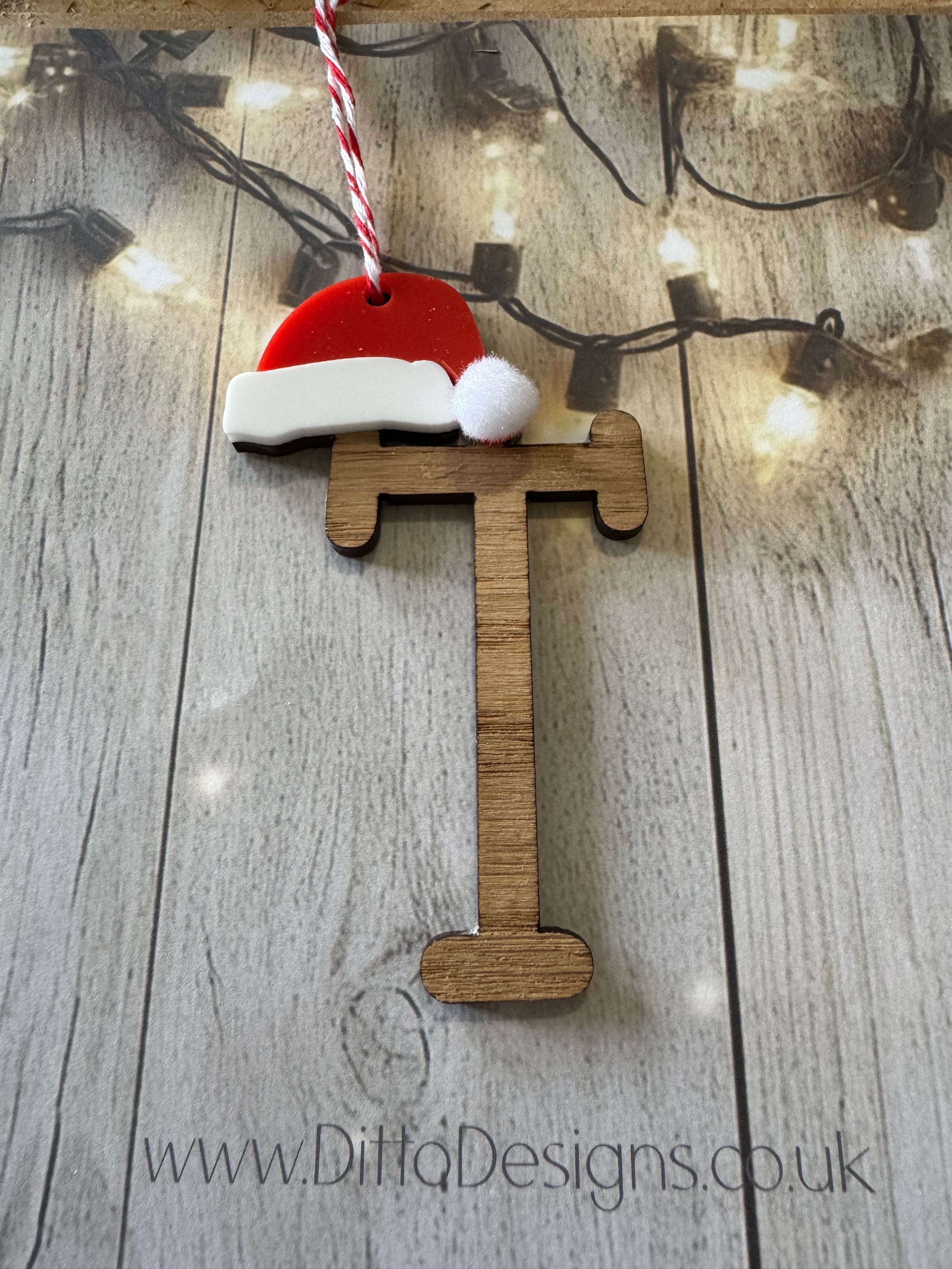 Santa Hat Initial Baubles