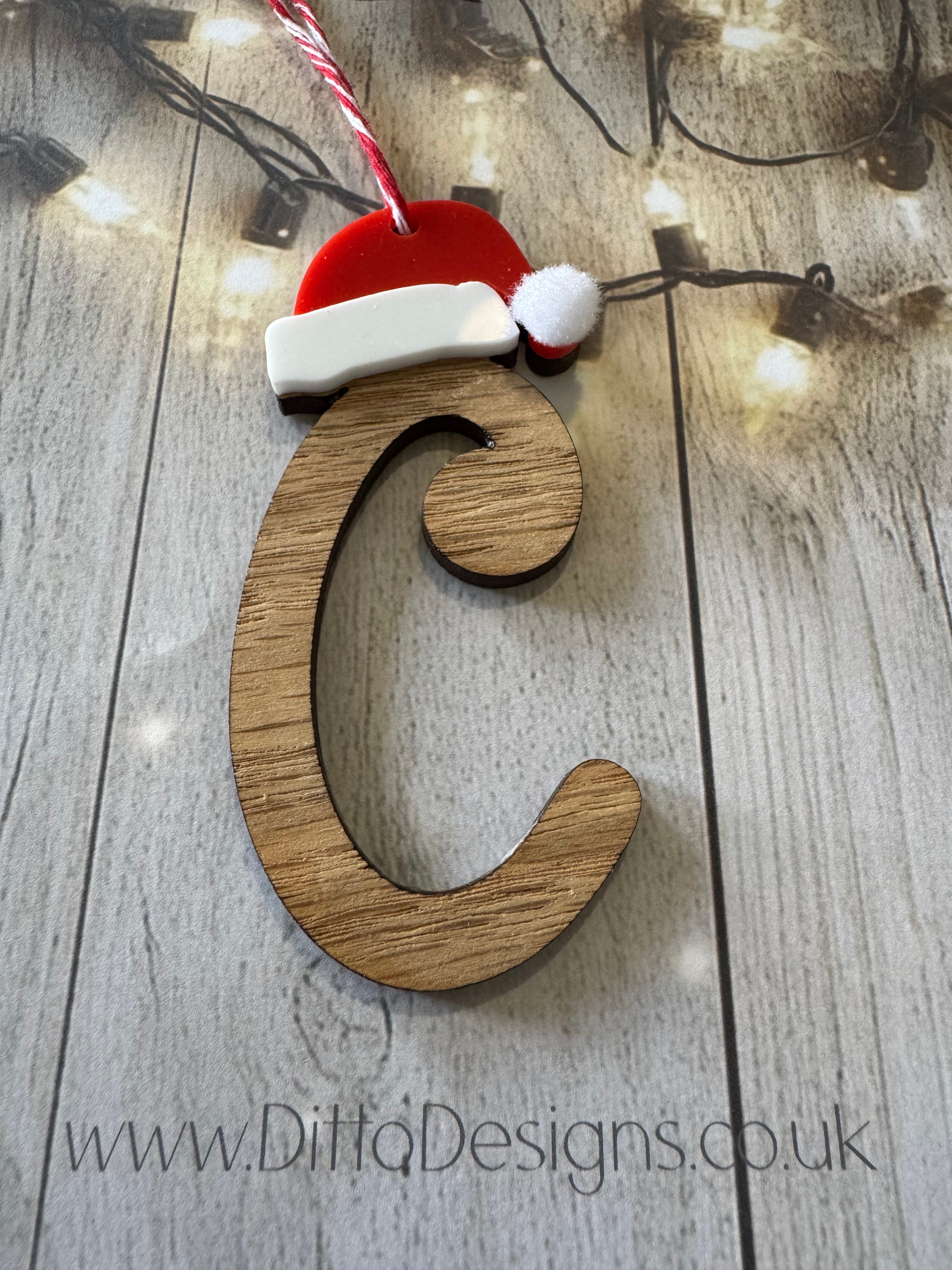 Santa Hat Initial Baubles