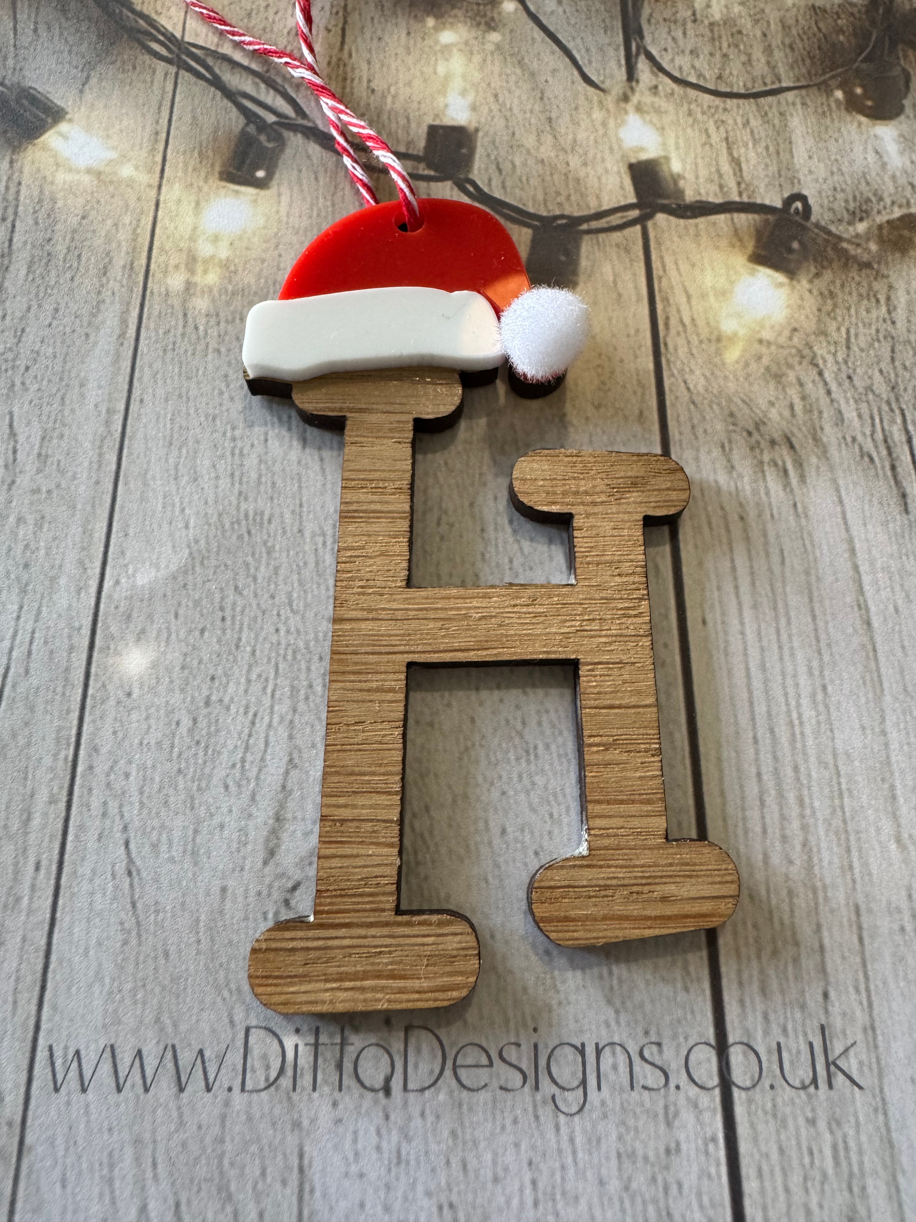Santa Hat Initial Baubles