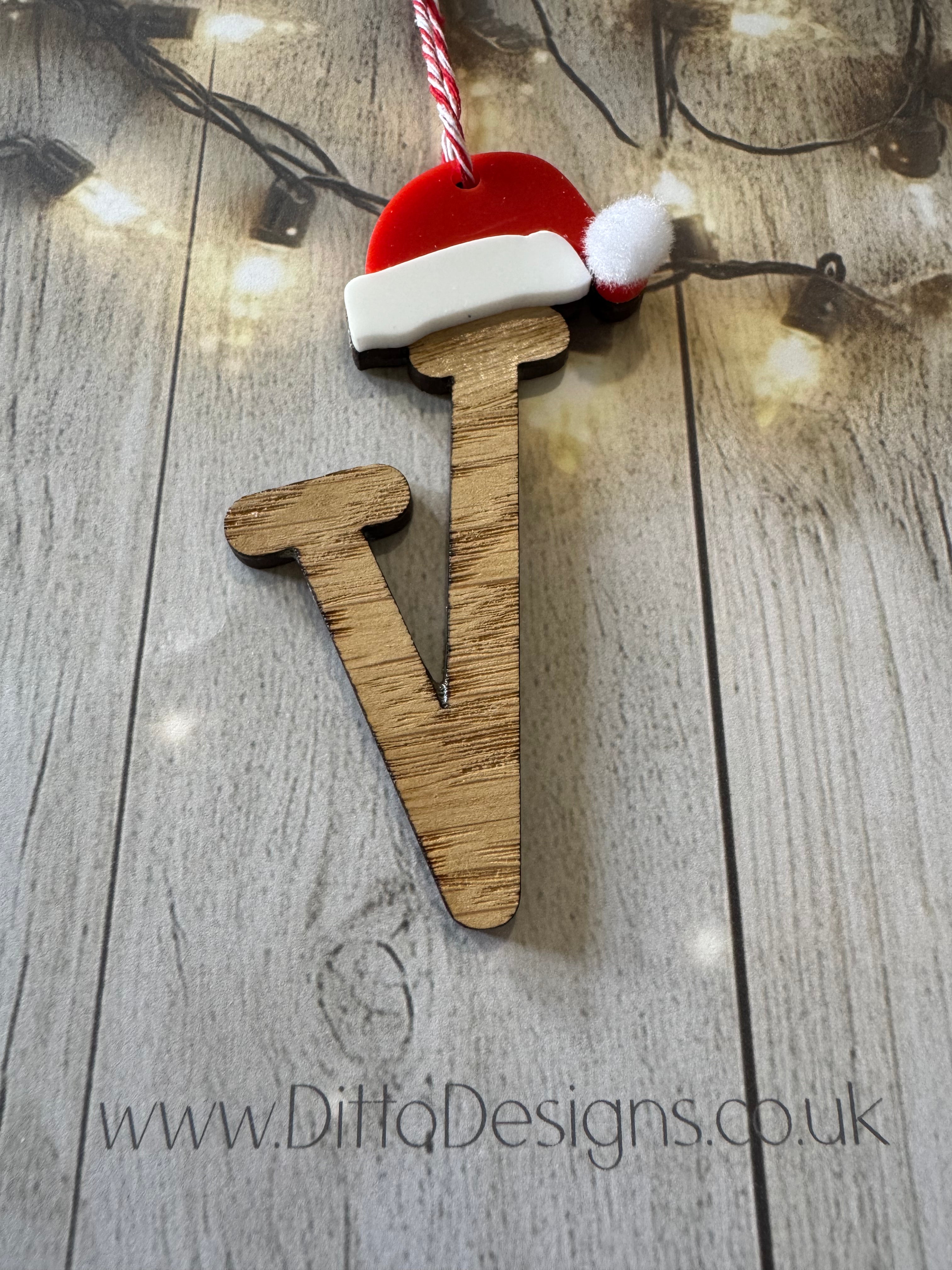 Santa Hat Initial Baubles