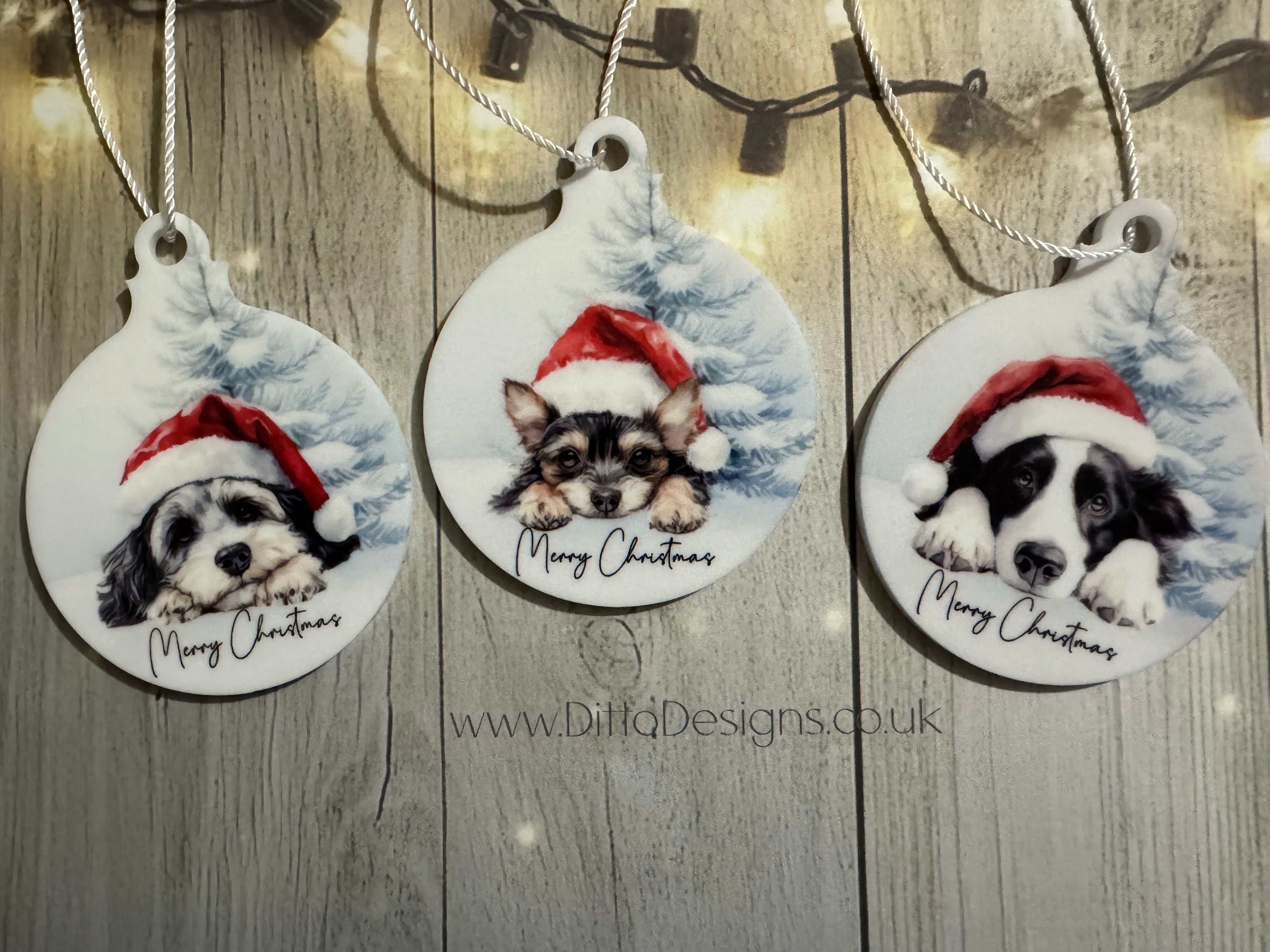 Christmas Dog Baubles (8cm)